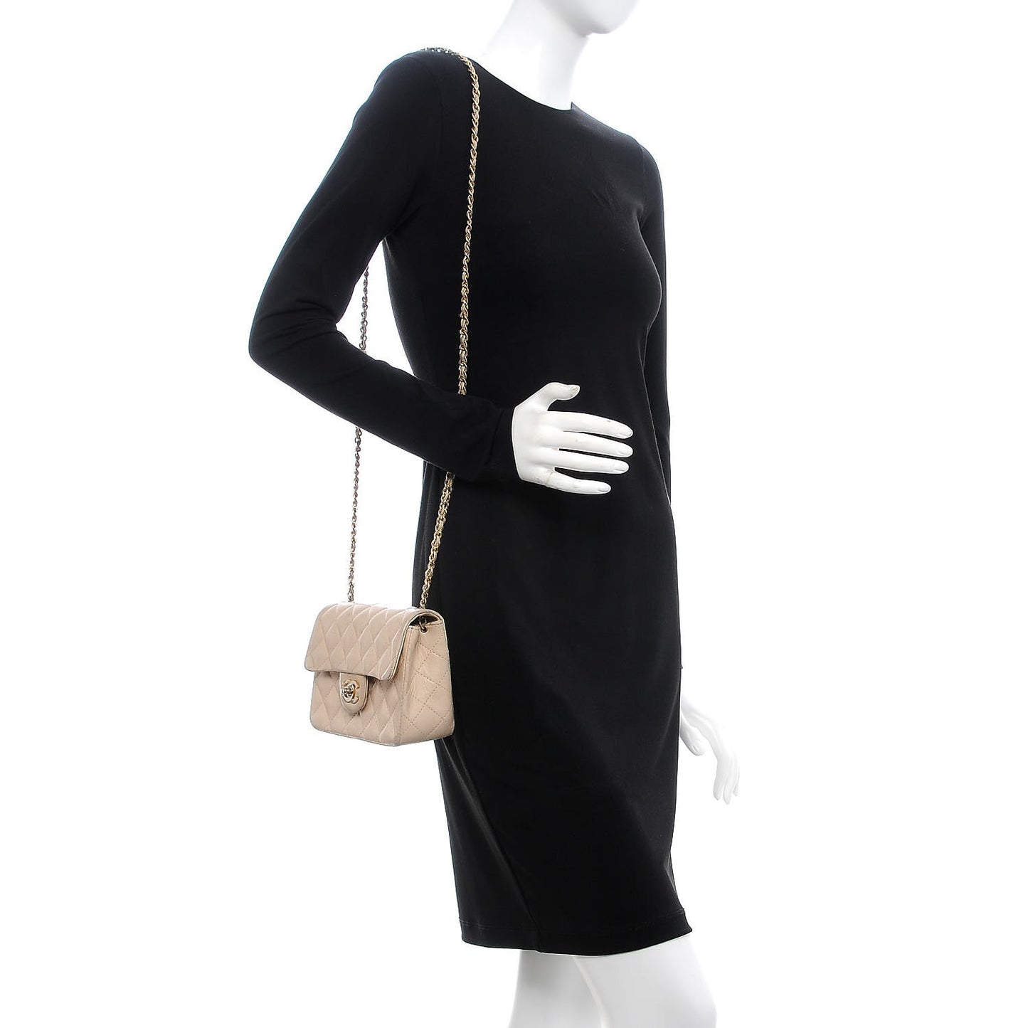 Lambskin Quilted Mini Rectangular Flap Beige