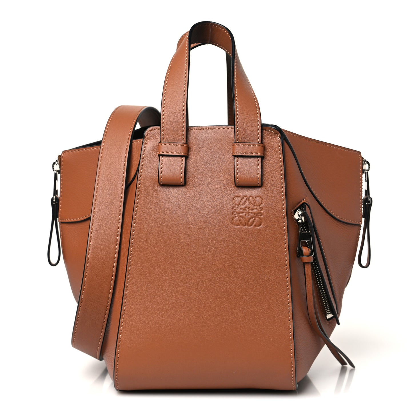 Soft Grained Calfskin Compact Hammock Shoulder Bag Toffee