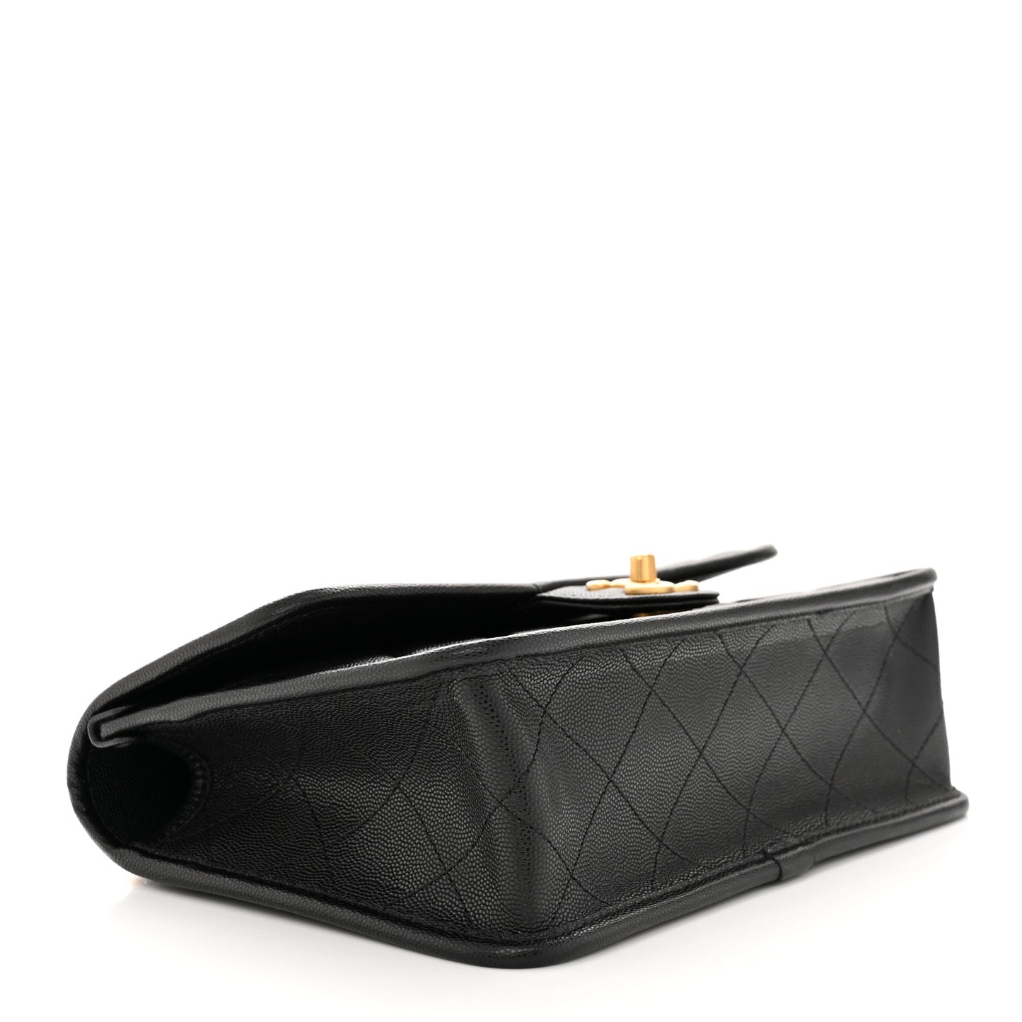 Caviar Quilted School Memory Small Top Handle Flap Black