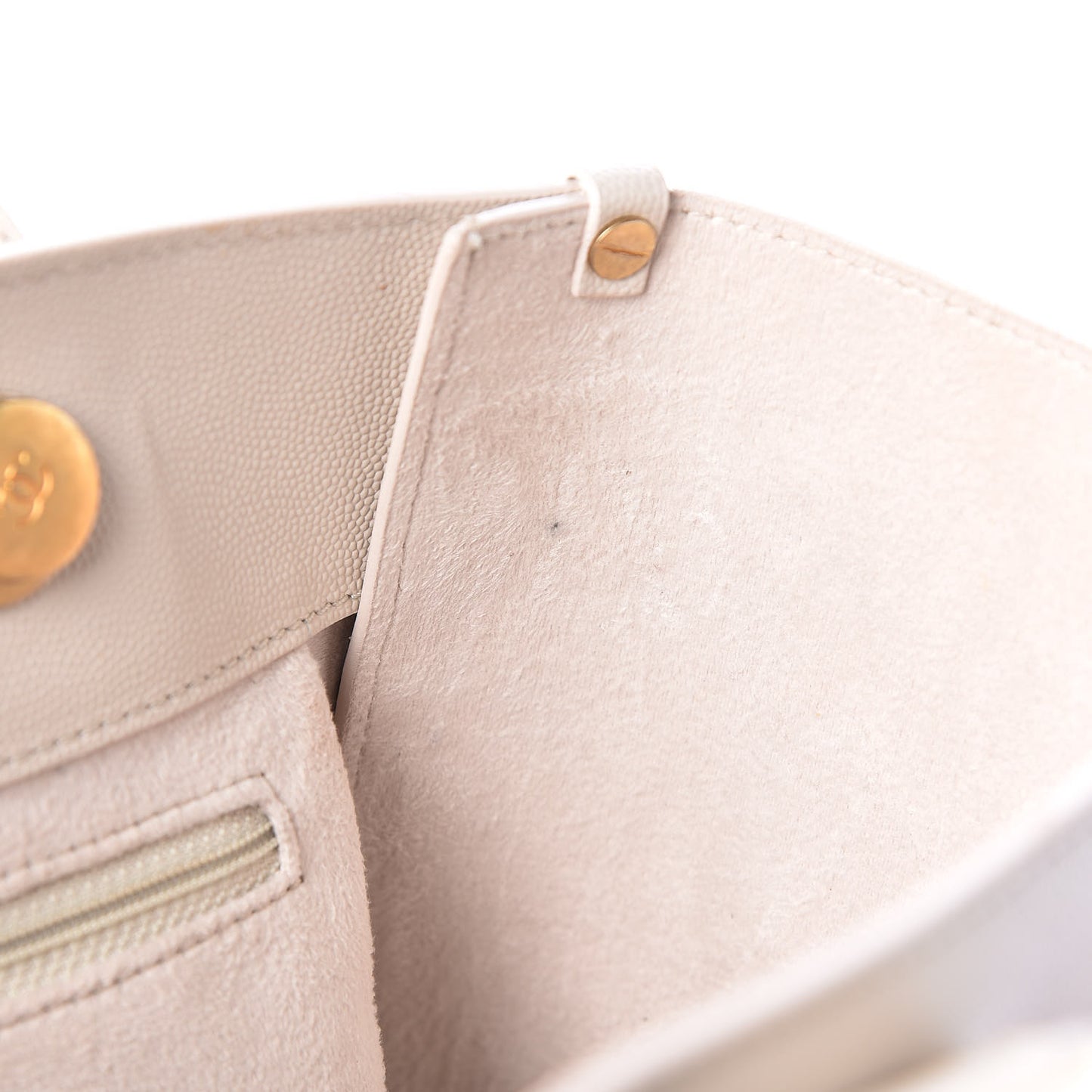 Caviar Small Studded Deauville Tote Ivory