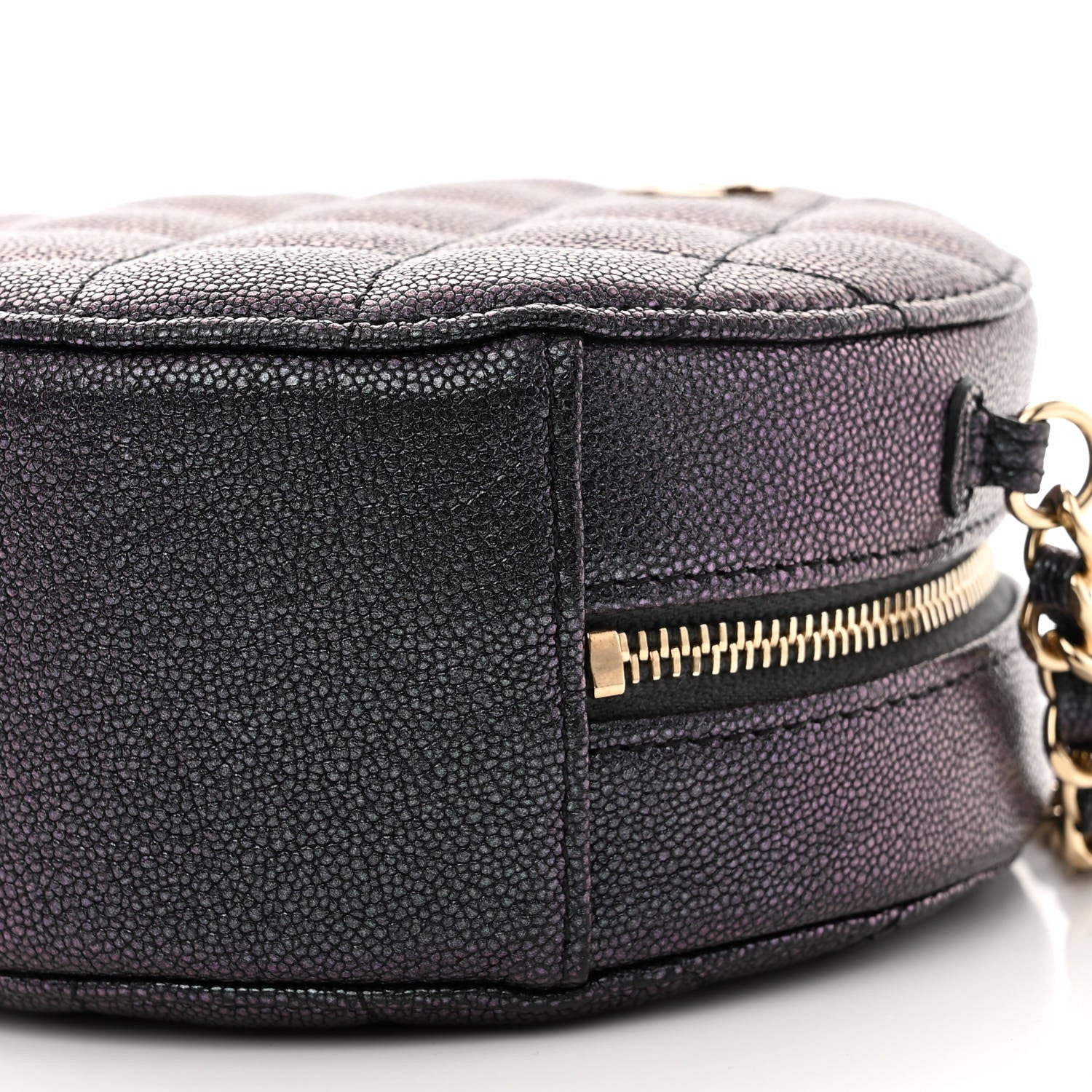 Chanel Iridescent Caviar Quilted Round Clutch With Chain Navy 10 of 11