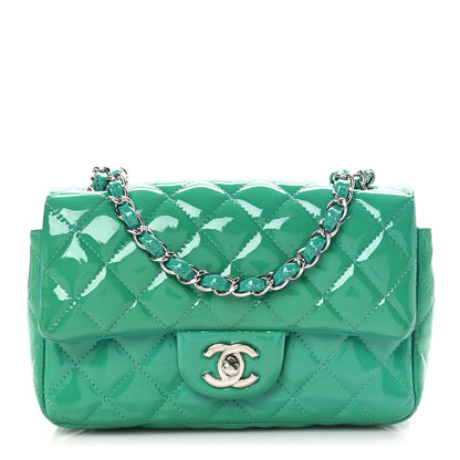 Chanel Patent Calfskin Quilted Mini Rectangular Flap Green 1 of 11