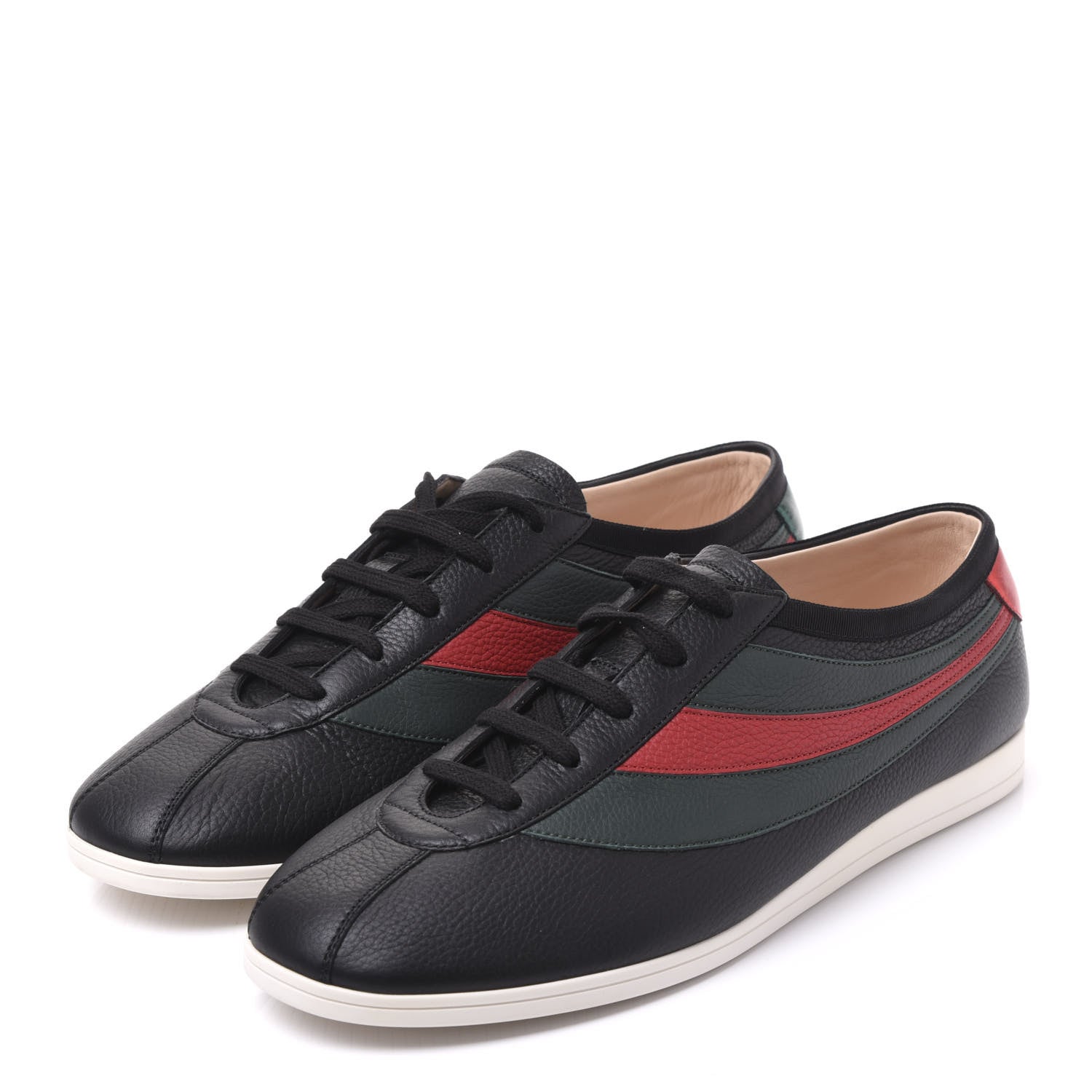 Gucci Calfskin Mens Web Falacer Sneakers 10.5 Black 2 of 8