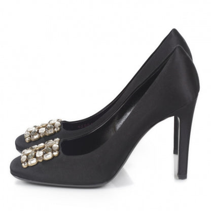 Louis Vuitton Satin Swarovski Crystal Heels 40 Black 2 of 10