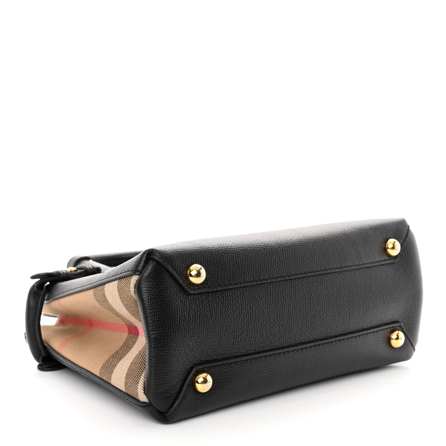 Grainy Calfskin House Check Small Banner Tote Black