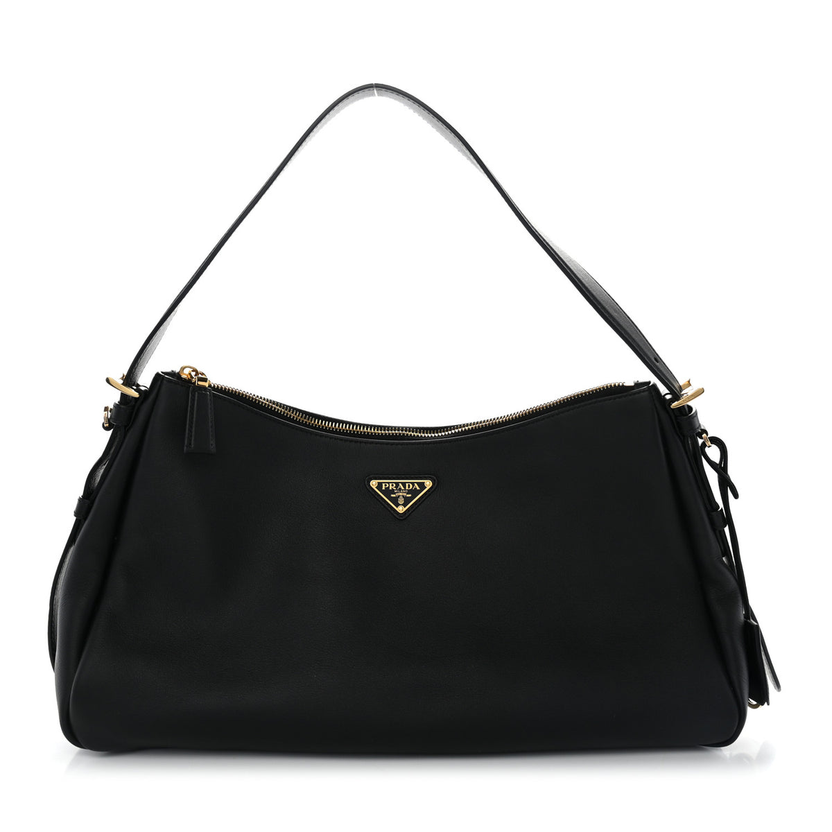 Prada Soft Calfskin Large Aimée Shoulder Bag Black 1 of 8