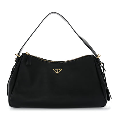 Prada Soft Calfskin Large Aimée Shoulder Bag Black 1 of 8