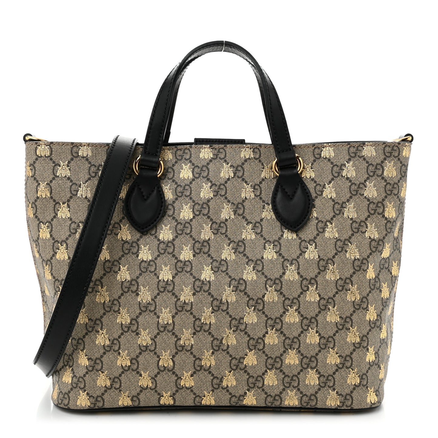 Soft GG Supreme Monogram Bees Small Crossbody Tote Beige Oro Black