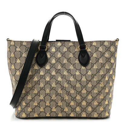 Gucci Soft GG Supreme Monogram Bees Small Crossbody Tote Beige Oro Black 1 of 11