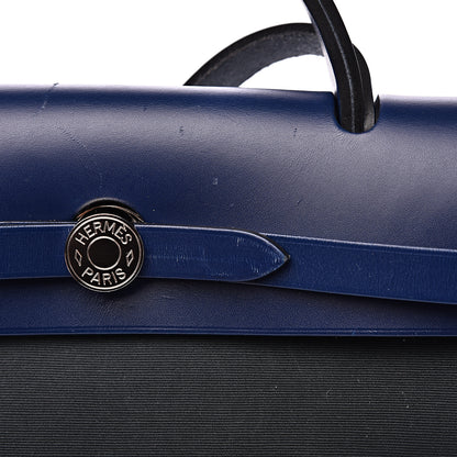 Hermes Vache Hunter Toile Herbag Zip 31 PM Vert Cypress Bleu Saphir 10 of 14
