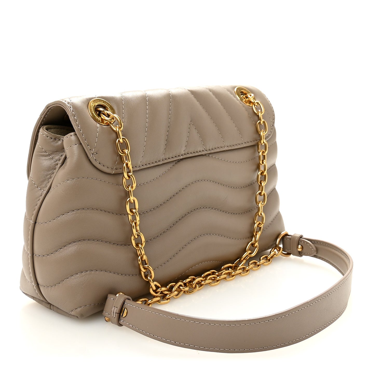 Calfskin LV New Wave Chain Bag Taupe
