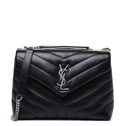 Saint Laurent Calfskin Y Quilted Monogram Small Loulou Chain Satchel Black 1 of 19