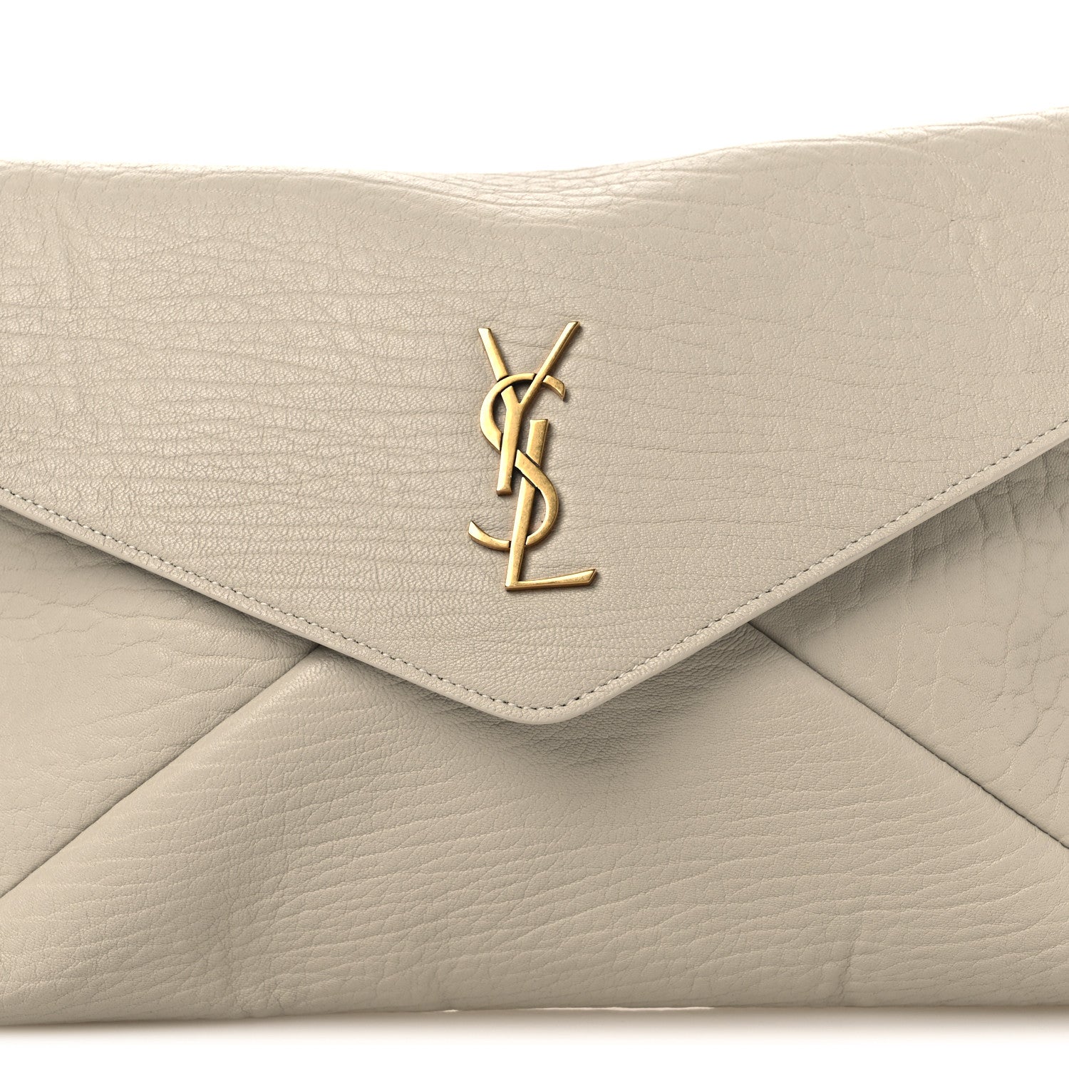 Saint Laurent Grained Lambskin Large Cassandre Envelope Pouch Blanc Vintage 8 of 10
