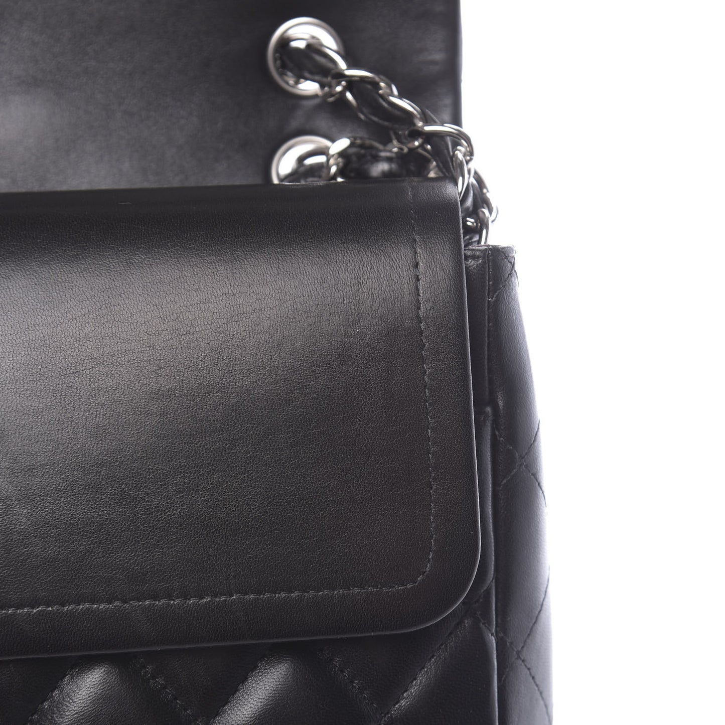 Lambskin Quilted Maxi Double Flap Black