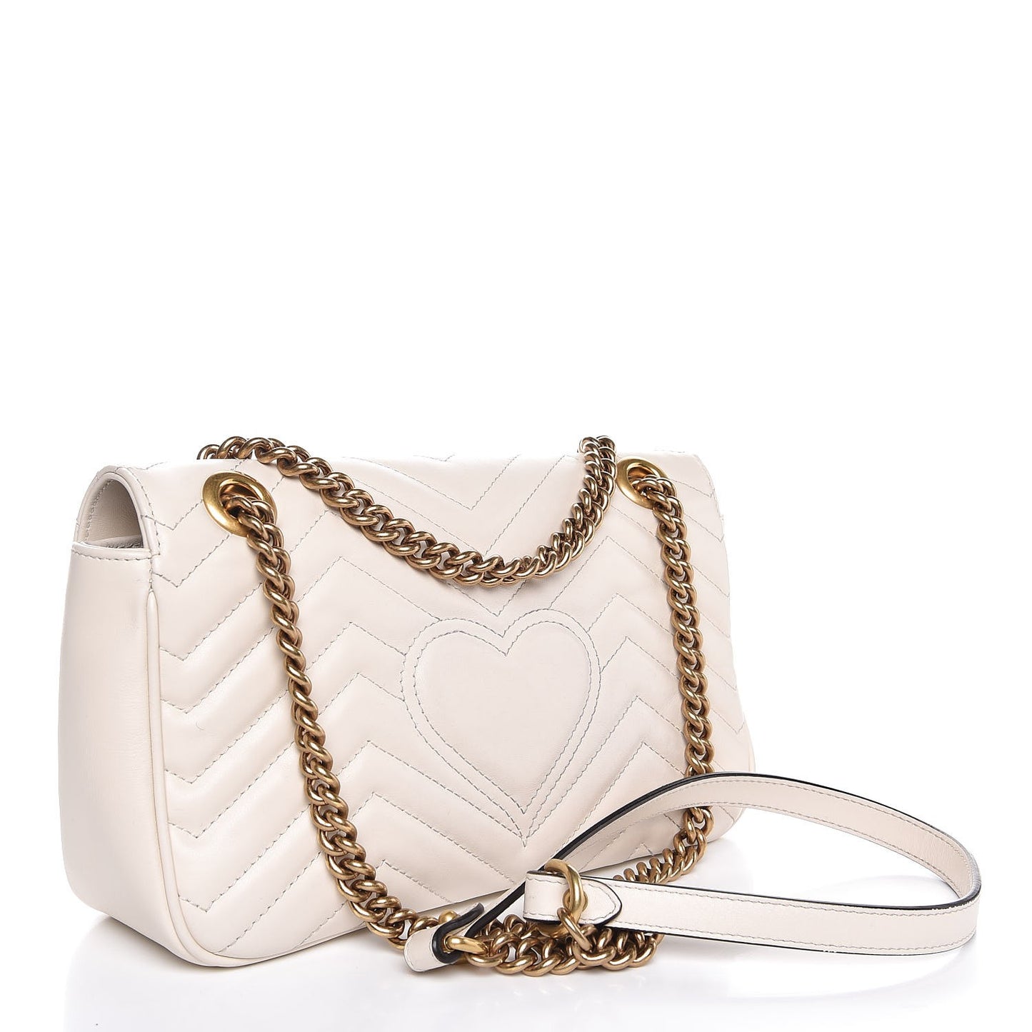 Calfskin Matelasse Small GG Marmont Shoulder Bag White