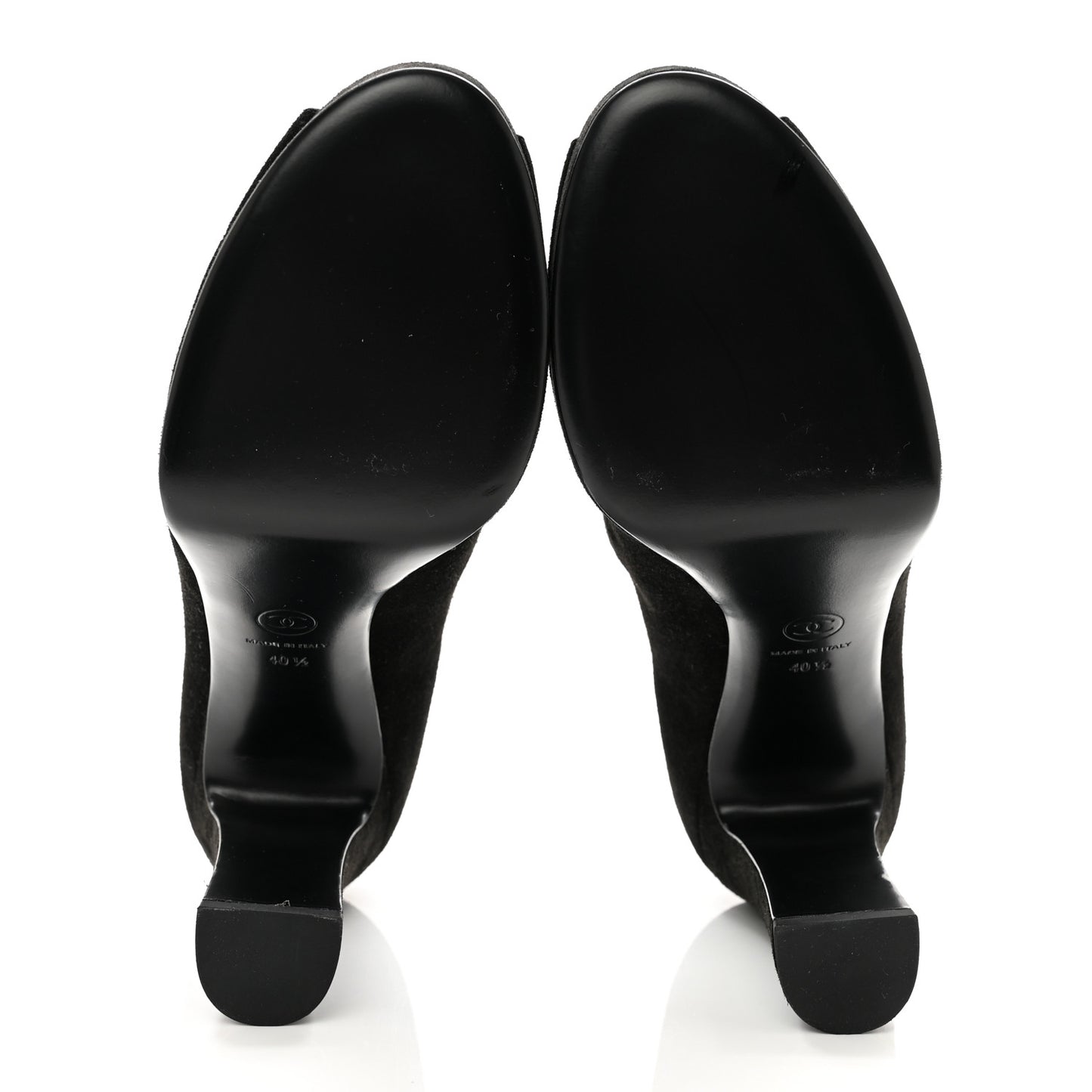 Suede Calfskin Pearl Shamrock CC Sandals 40.5 Black