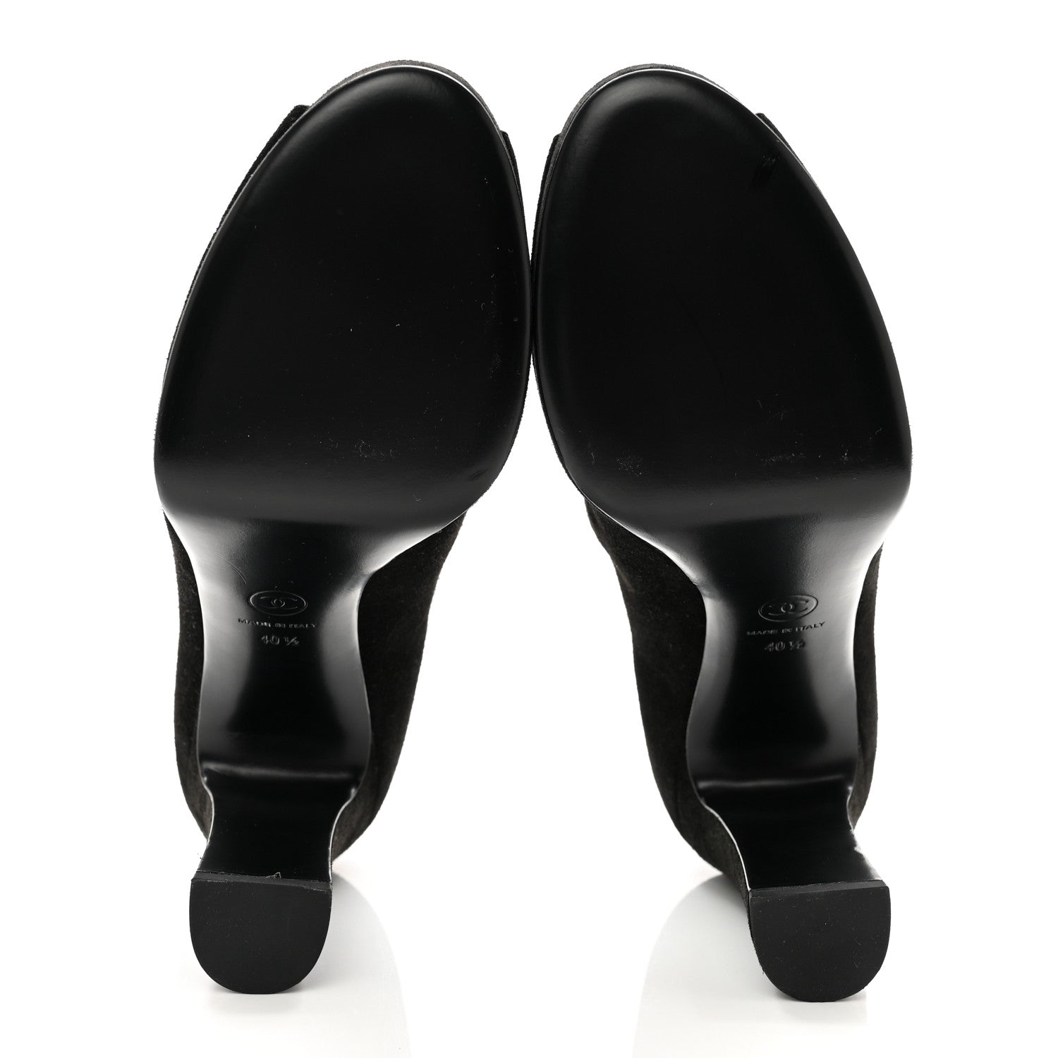 Chanel Suede Calfskin Pearl Shamrock CC Sandals 40.5 Black 5 of 8