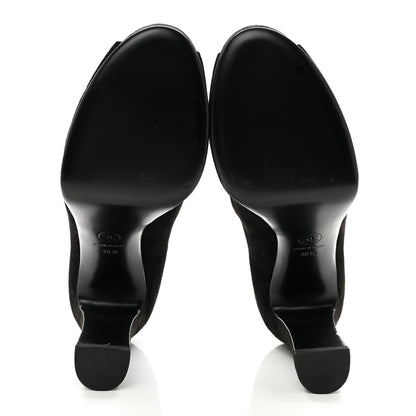 Chanel Suede Calfskin Pearl Shamrock CC Sandals 40.5 Black 5 of 8