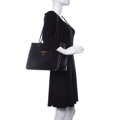 Chanel Lambskin Stitched Large Around The Corner Shopping Tote Black 2 of 11