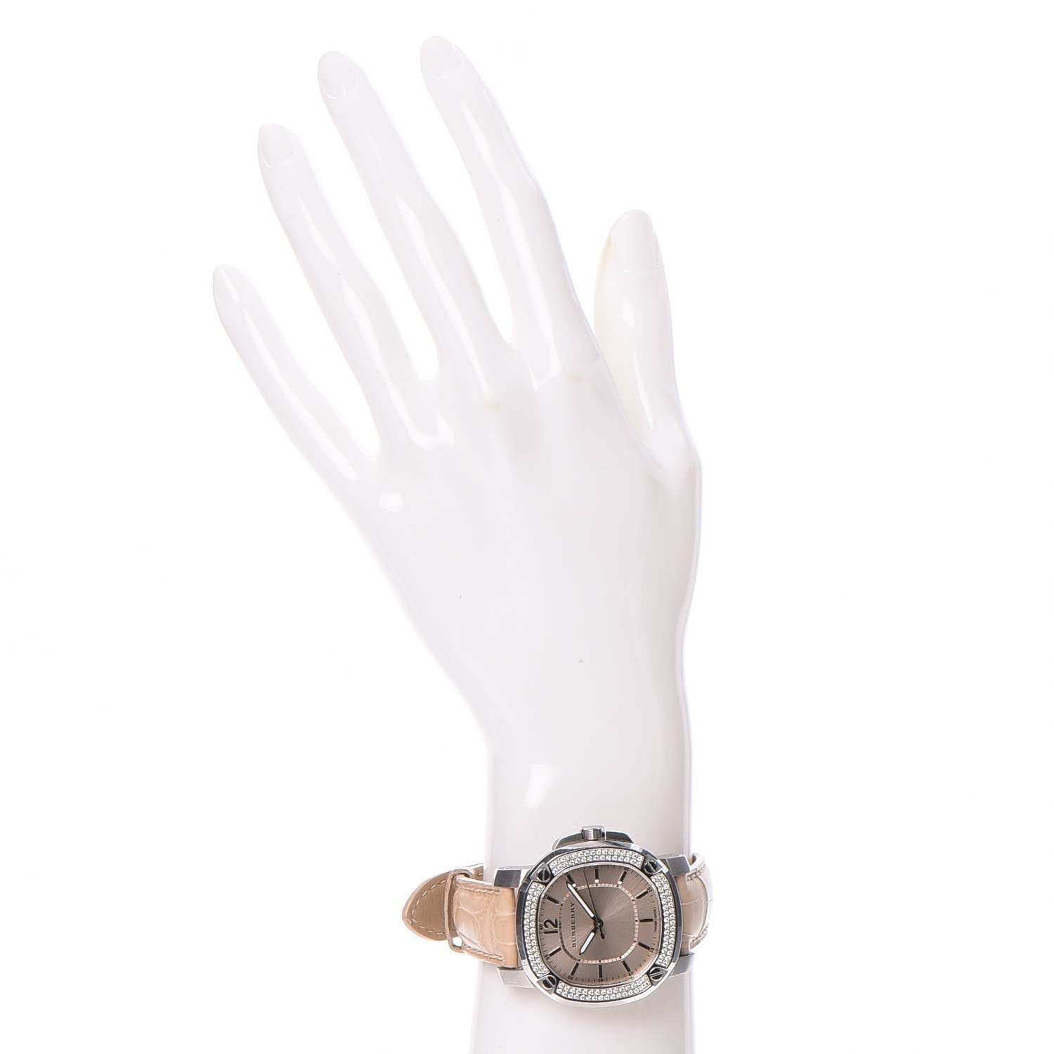 Burberry Stainless Steel Alligator Diamond Bezel 38mm The Britain Quartz Watch Champagne BBY1400 2 of 7