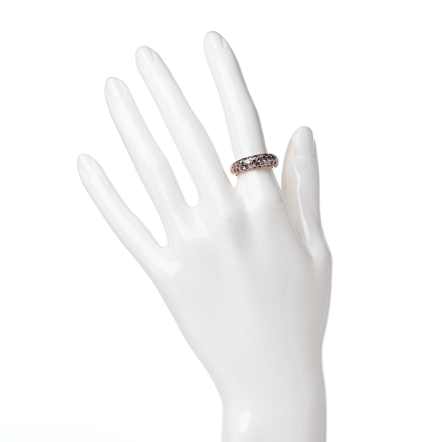 18K Pink Gold Diamond Ruby 6mm Etincelle Ring 50 5.5