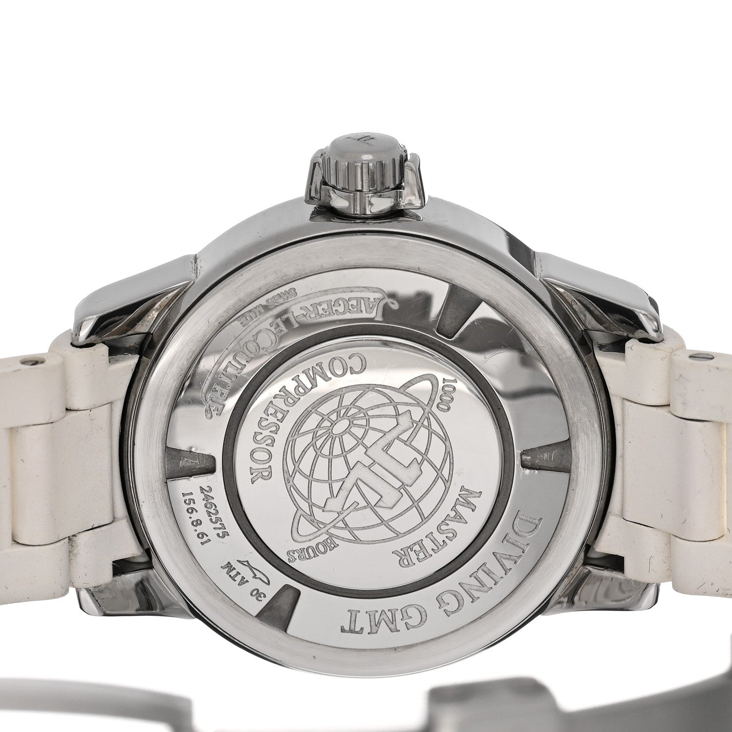 Jaeger-LeCoultre Stainless Steel Rubber Diamond 38mm Master Compressor GMT Automatic Watch White Q1898420 4 of 4