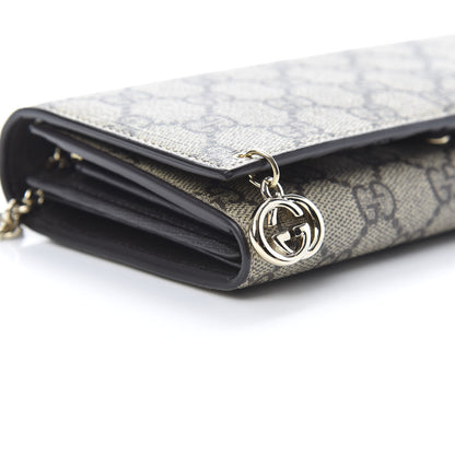 Gucci GG Supreme Monogram GG Pierce Chain Clutch Wallet Beige Ebony Black 9 of 11