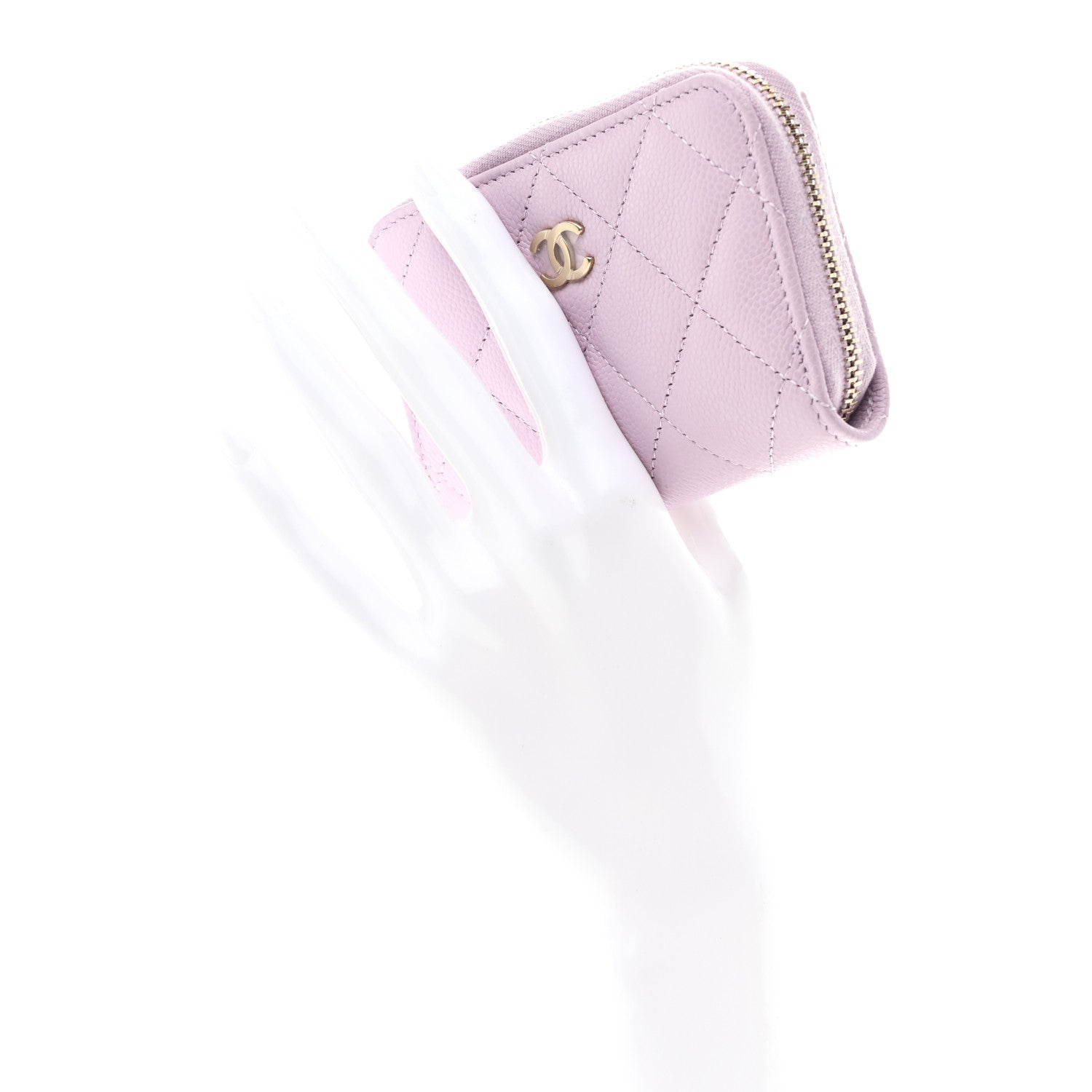 Chanel Caviar Quilted Zip Coin Purse Light Purple 2 of 8