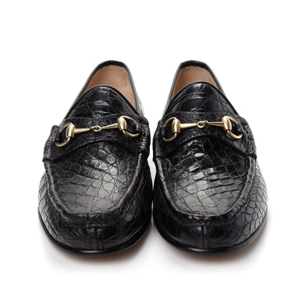 Gucci Crocodile Mens Horsebit Loafers 10 Black 2 of 12