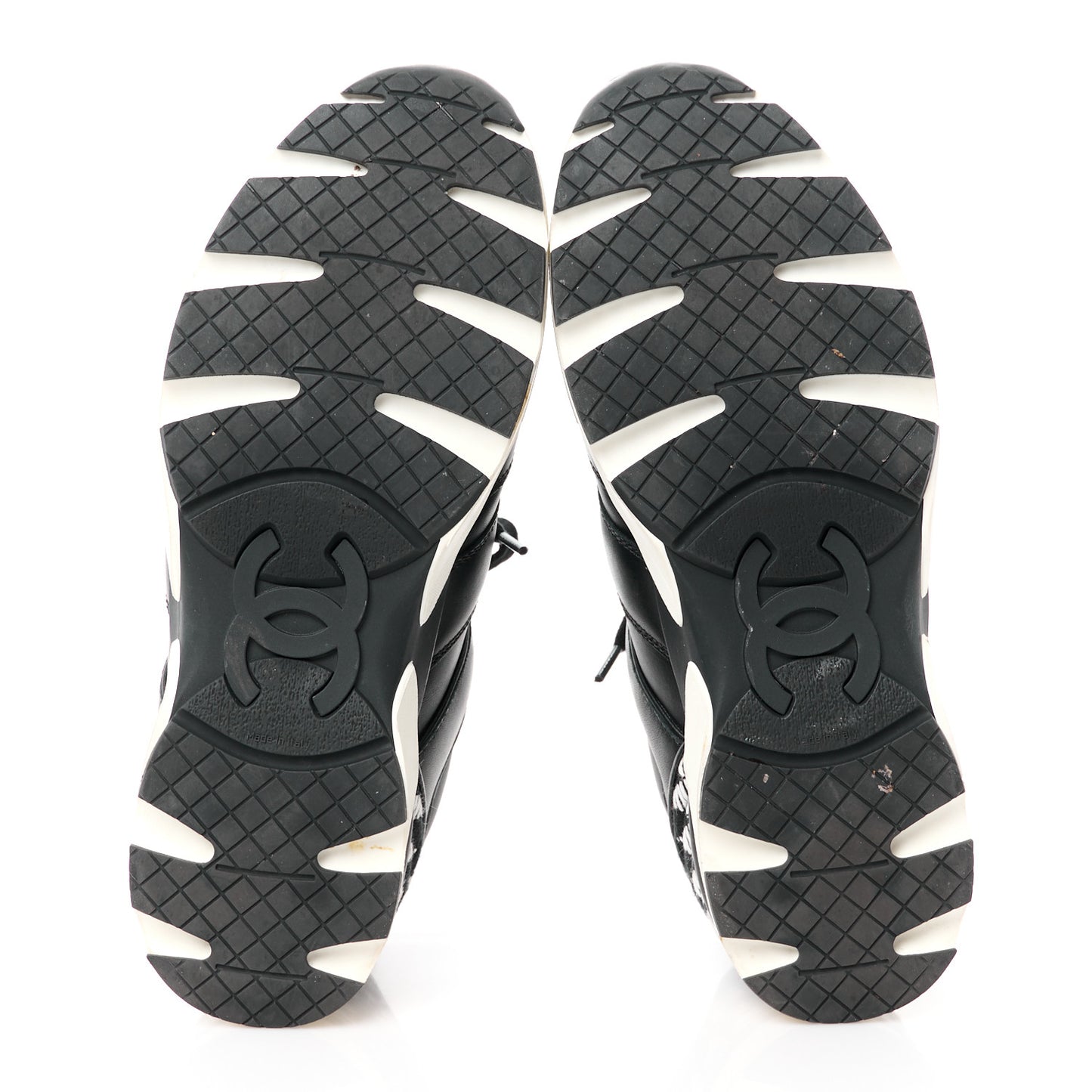 Calfskin Womens Sneakers 39.5 Black White
