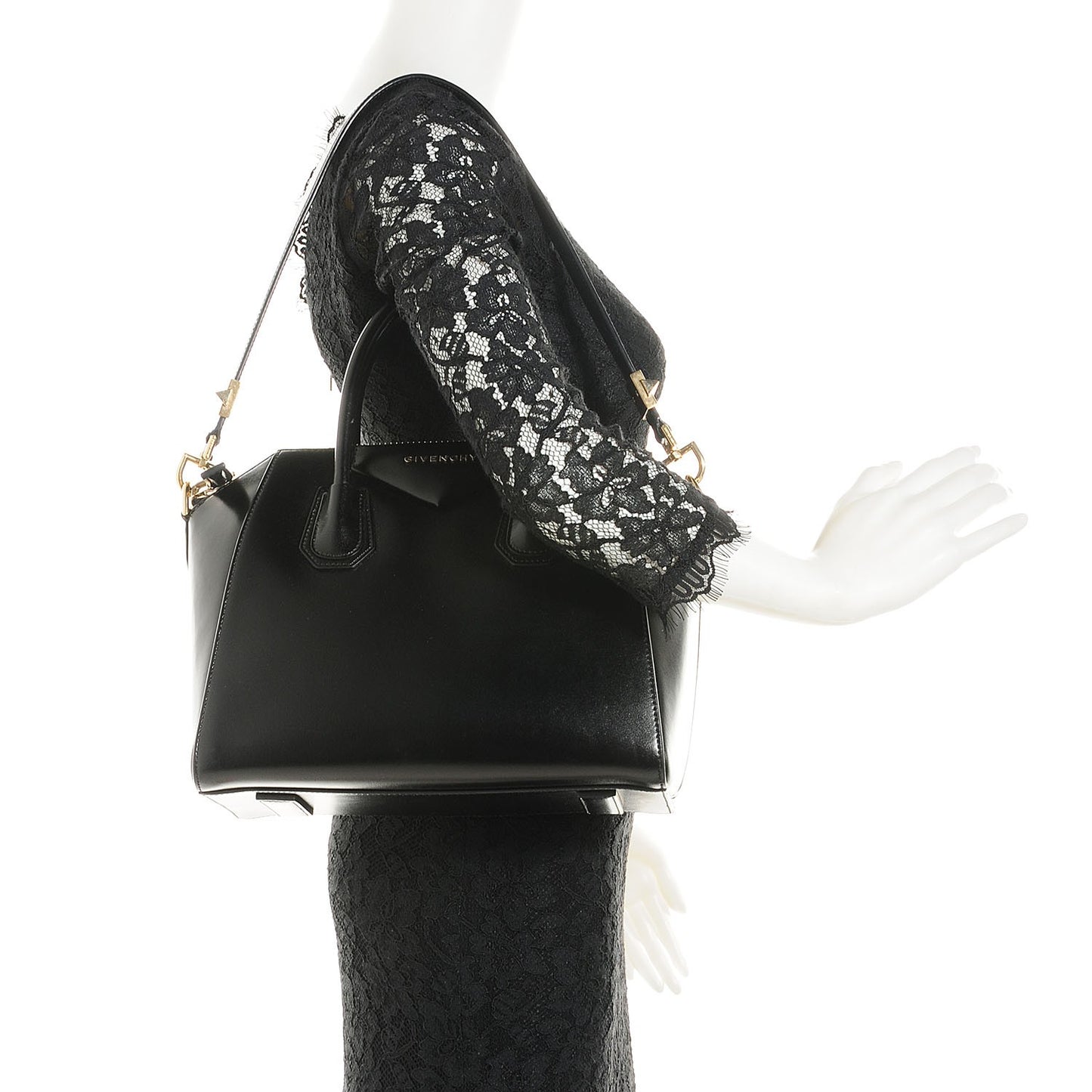Shiny Lord Calfskin Small Antigona Black