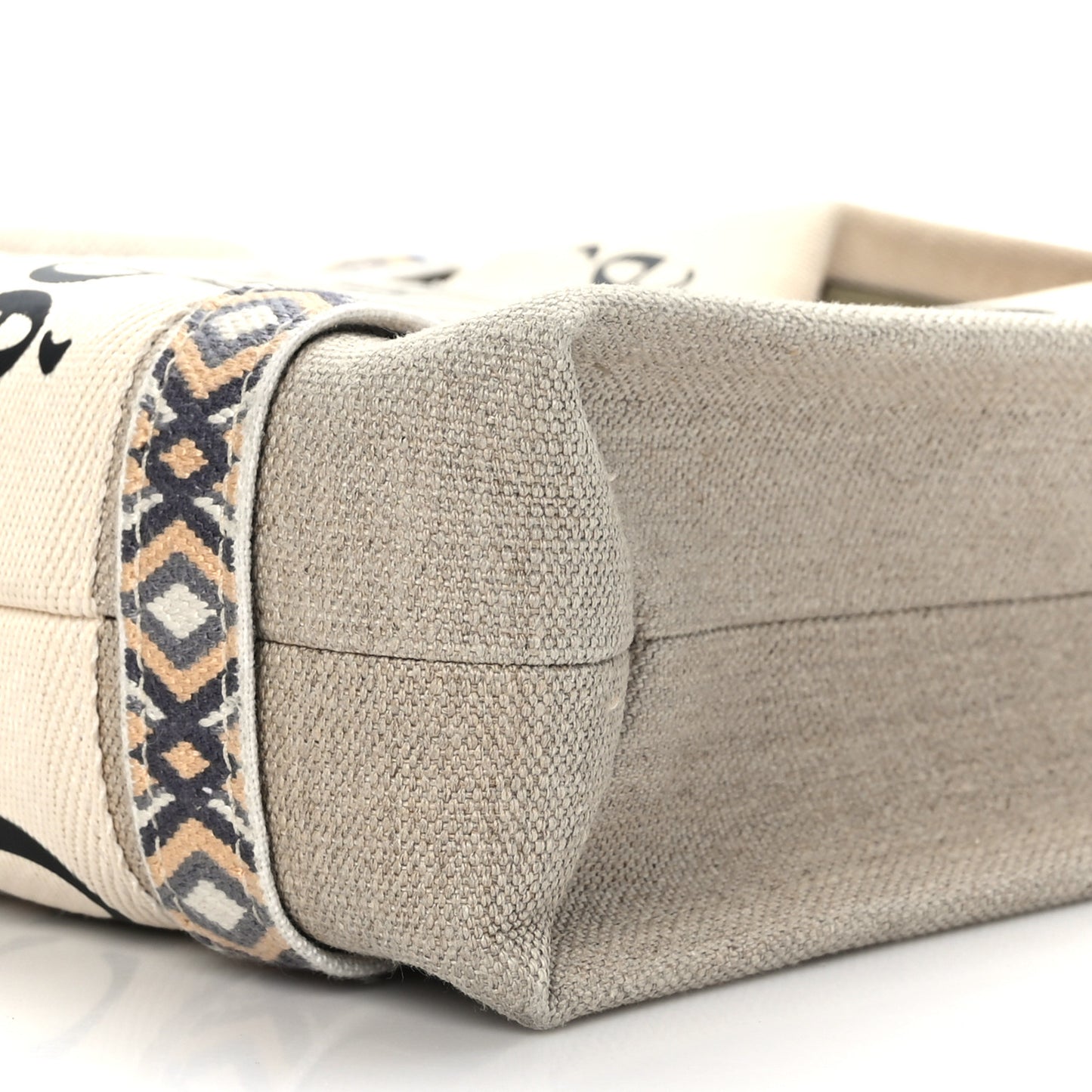 Cotton Calfskin Small Woody Ribbon Tote With Strap Slate Green