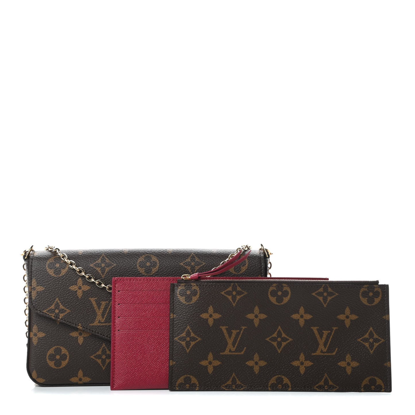 Monogram Pochette Felicie Chain Wallet Fuchsia
