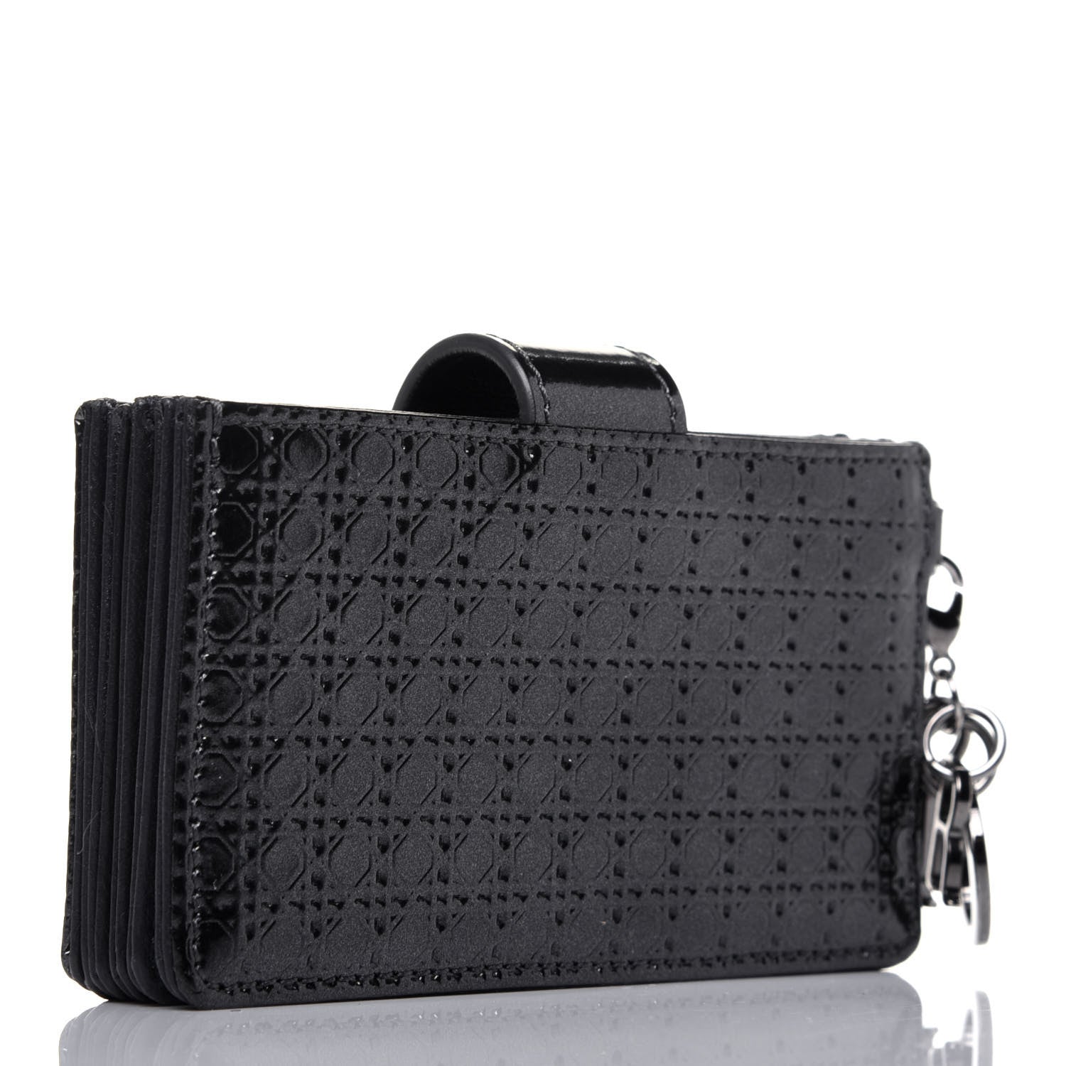 Christian Dior Metallic Patent Micro-Cannage Lady Dior 5-Gusset Card Holder Onyx Black 3 of 12