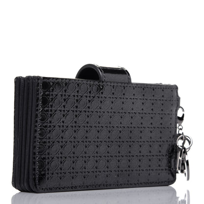 Christian Dior Metallic Patent Micro-Cannage Lady Dior 5-Gusset Card Holder Onyx Black 3 of 12