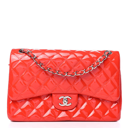 Chanel Patent Quilted Jumbo Double Flap Red 1 of 5