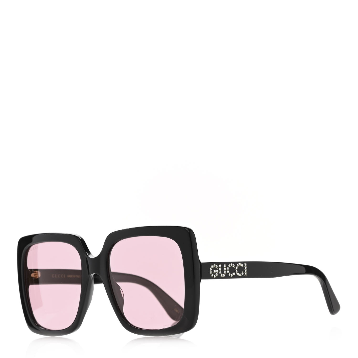 Gucci Crystal Square Frame GG Sunglasses GG0418S Black Pink 1 of 9