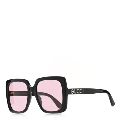 Gucci Crystal Square Frame GG Sunglasses GG0418S Black Pink 1 of 9