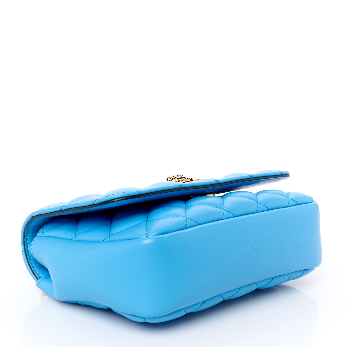Nappa Quilted Small Medusa Chain Crossbody Blue