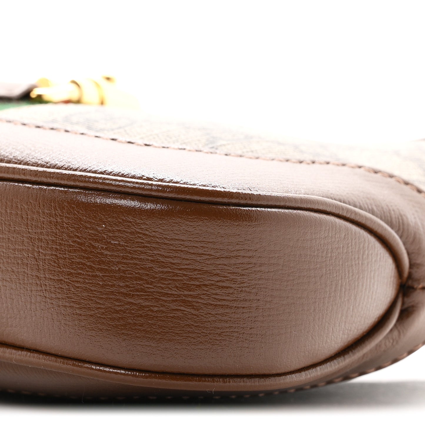 GG Supreme Monogram Azalea Calfskin Web Mini Jackie 1961 Hobo Beige Ebony Brown Sugar