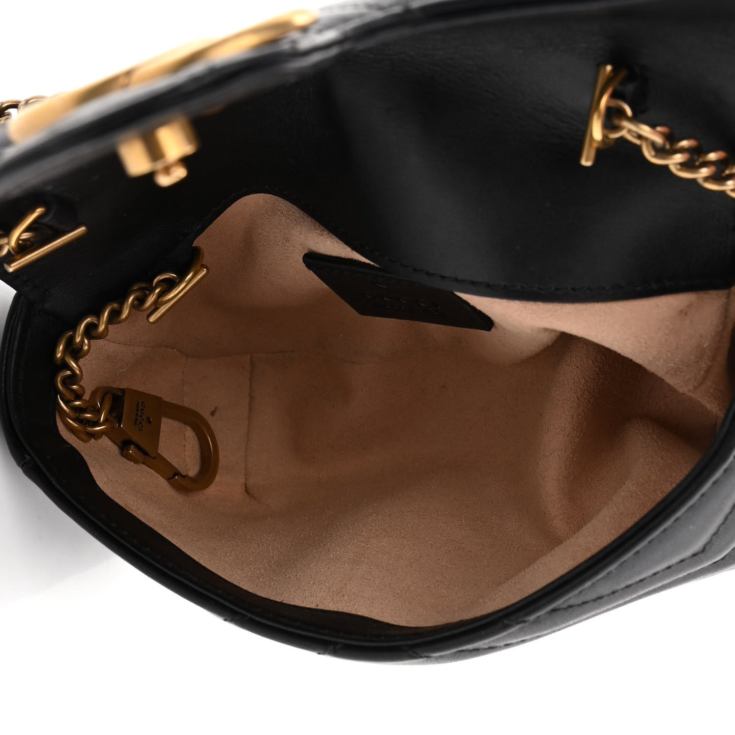 Calfskin Matelasse Super Mini GG Marmont Shoulder Bag Black