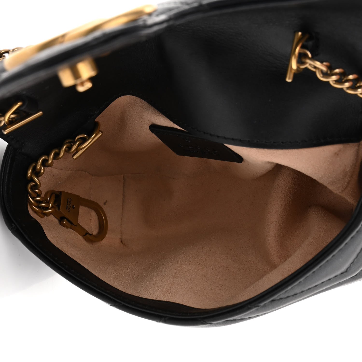 Gucci Calfskin Matelasse Super Mini GG Marmont Shoulder Bag Black 5 of 11