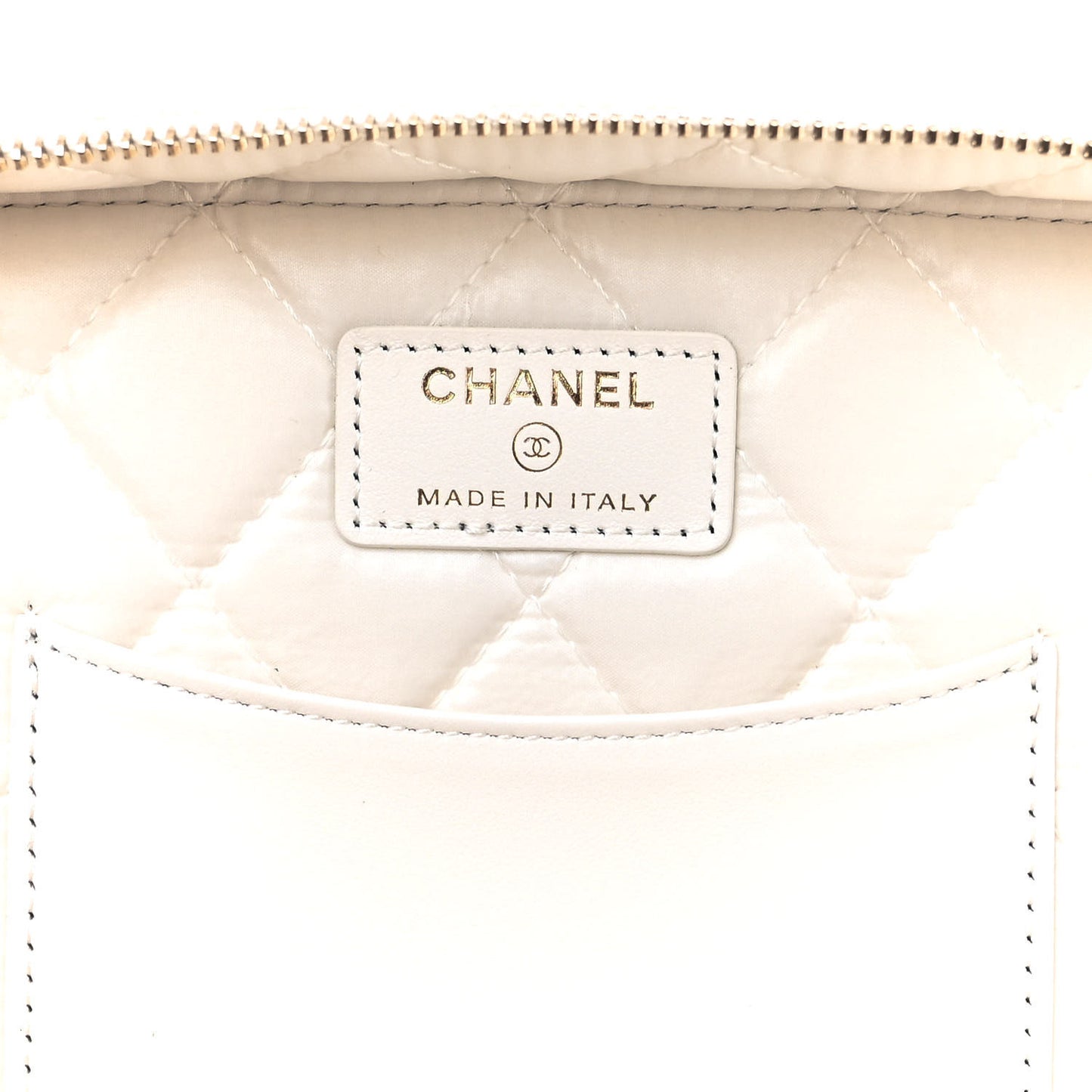Caviar Quilted Large Vanity Pouch White
