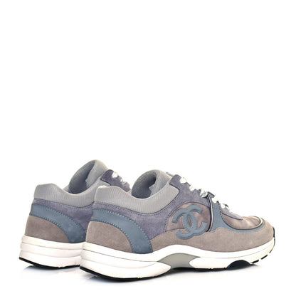 Chanel Fabric Calfskin Suede CC Sneakers 38.5 Dark Grey 4 of 8
