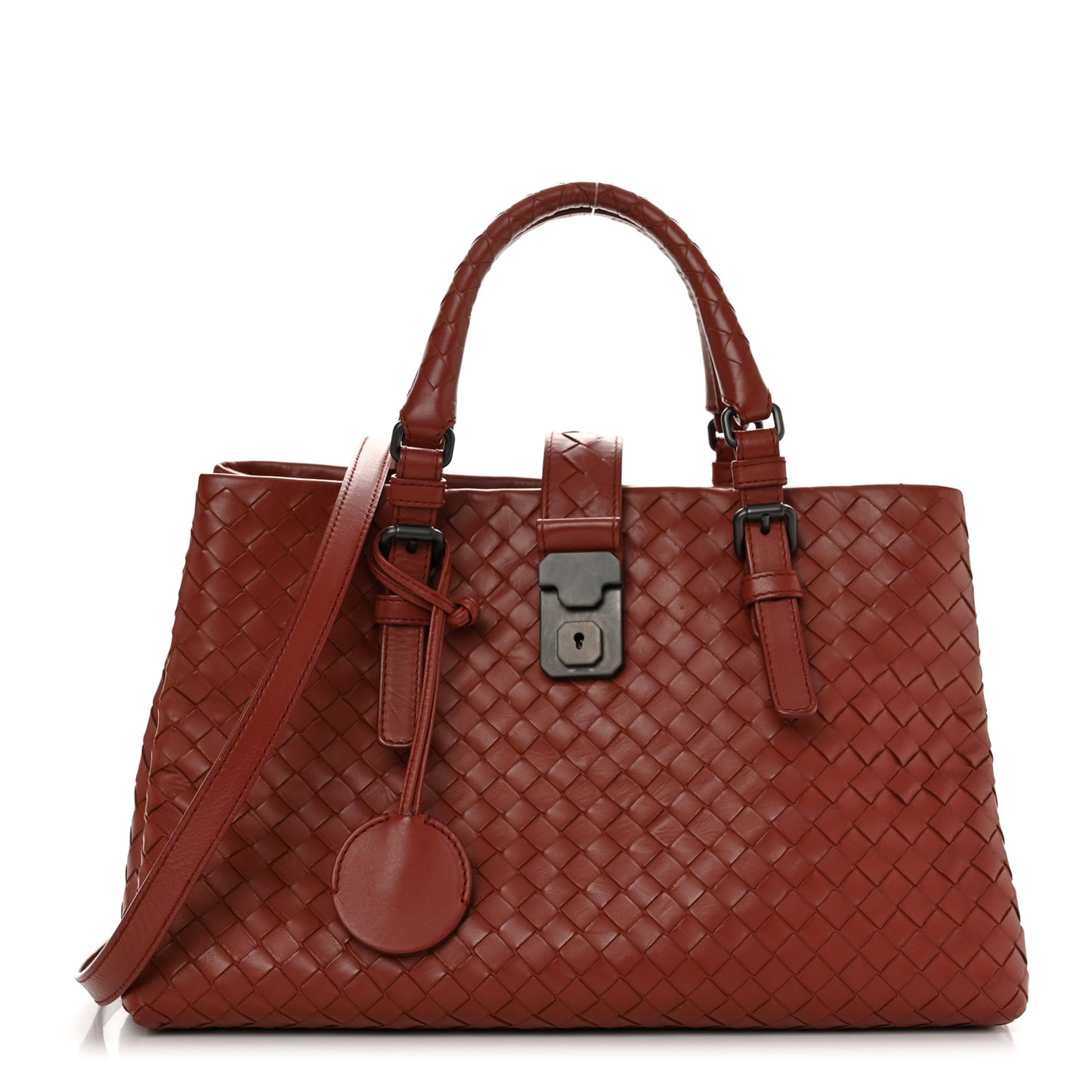 Nappa Intrecciato Small Roma Tote Red