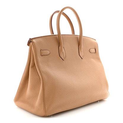 Hermes Taurillon Clemence Birkin 35 Biscuit 3 of 10