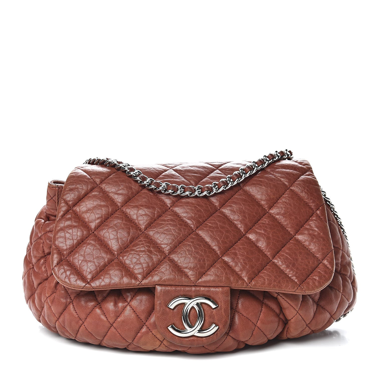 Chanel Washed Lambskin Chain Around Large Messenger Burgundy 1 of 10
