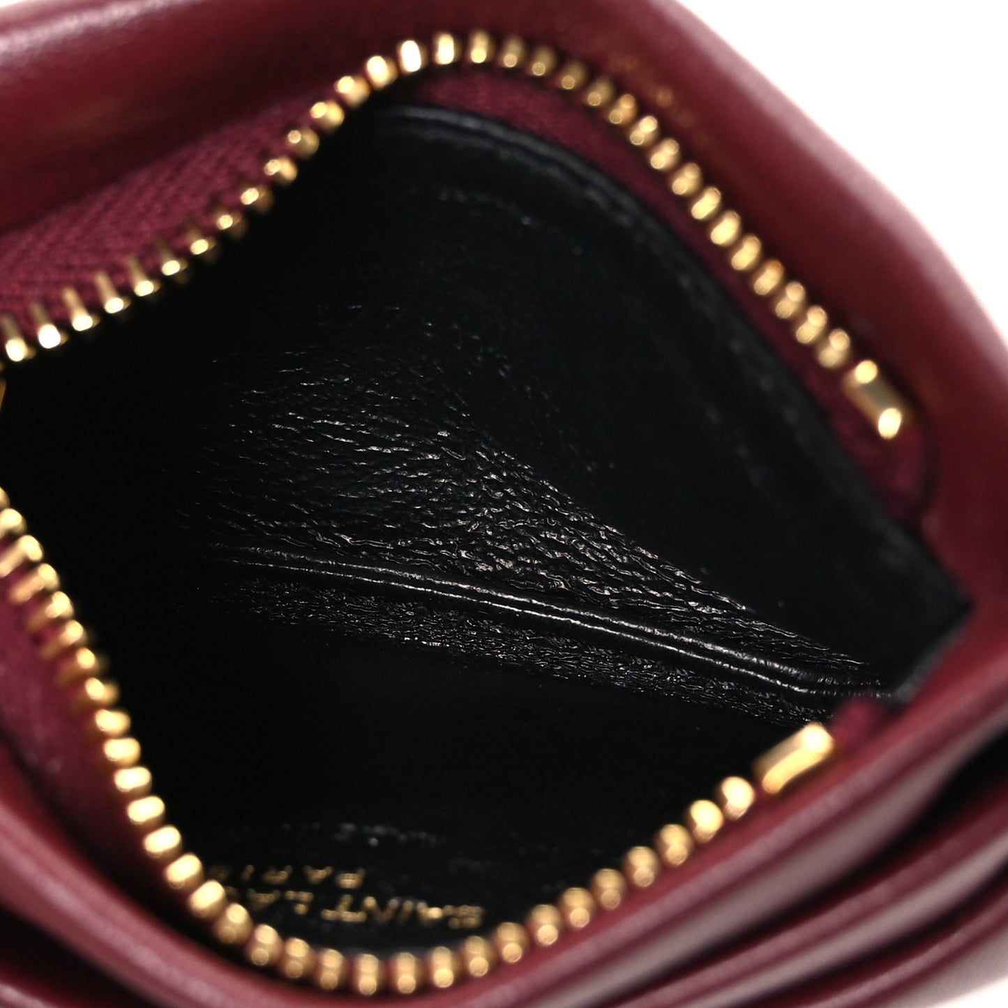 Padded Lambskin Monogram Zip Card Holder Rouge Merlot