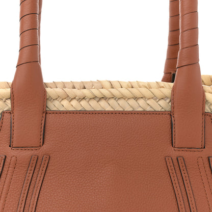 Chloe Raffia Small Grain Calfskin Medium Marcie Basket Tan 8 of 11