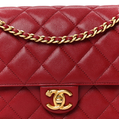 Chanel Caviar Quilted Camellia Chain Around Flap Red 8 of 10